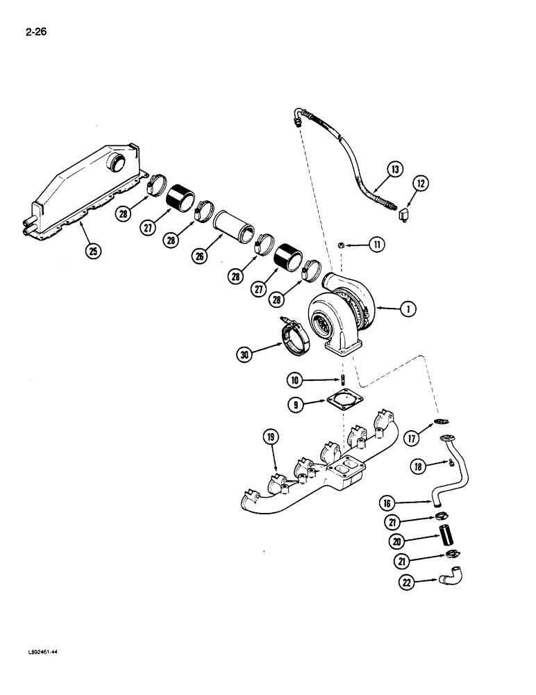 Схема запчастей Case IH 9110 - (2-26) - TURBOCHARGER SYSTEM, 6TA-830 ENGINE (02) - ENGINE