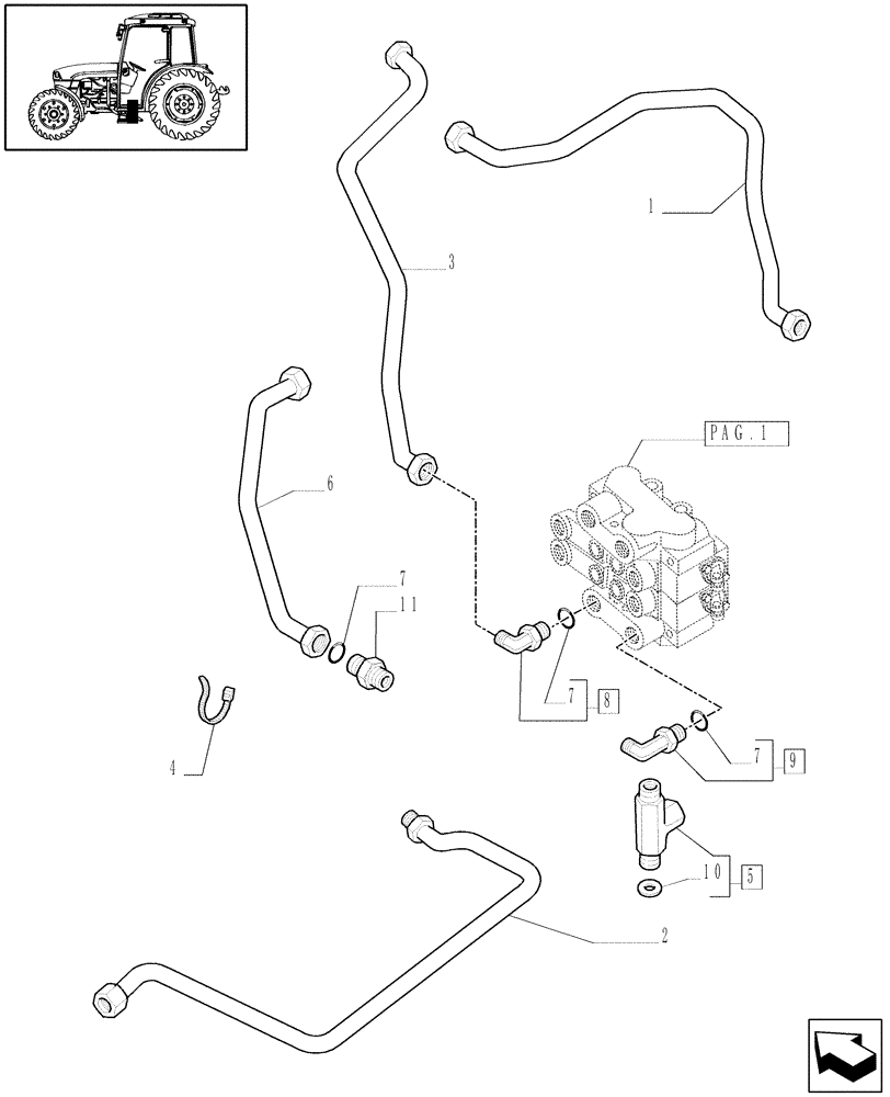 Схема запчастей Case IH JX1095C - (1.82.7/08[05]) - (VAR.157-159) 2 MID-MOUNT REMOTE VALVES WITH JOYSTICK FOR FRONT LIFT - PIPES - C5484 (07) - HYDRAULIC SYSTEM