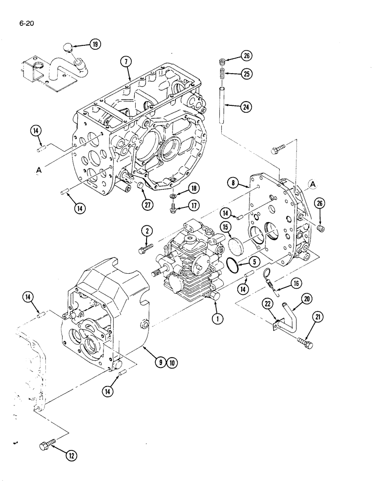 Схема запчастей Case IH 1120 - (6-20) - HYDROSTATIC TRANSMISSION HOUSING (06) - POWER TRAIN