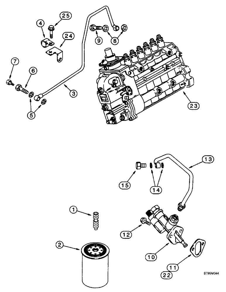 Схема запчастей Case IH 2188 - (3-05A) - FUEL FILTER ANDTRANSFER PUMP, 6TA-830 EMISSIONS CERTIFIED ENGINE, COMBINE P.I.N. JJC0191483 AND AFT (02) - FUEL SYSTEM