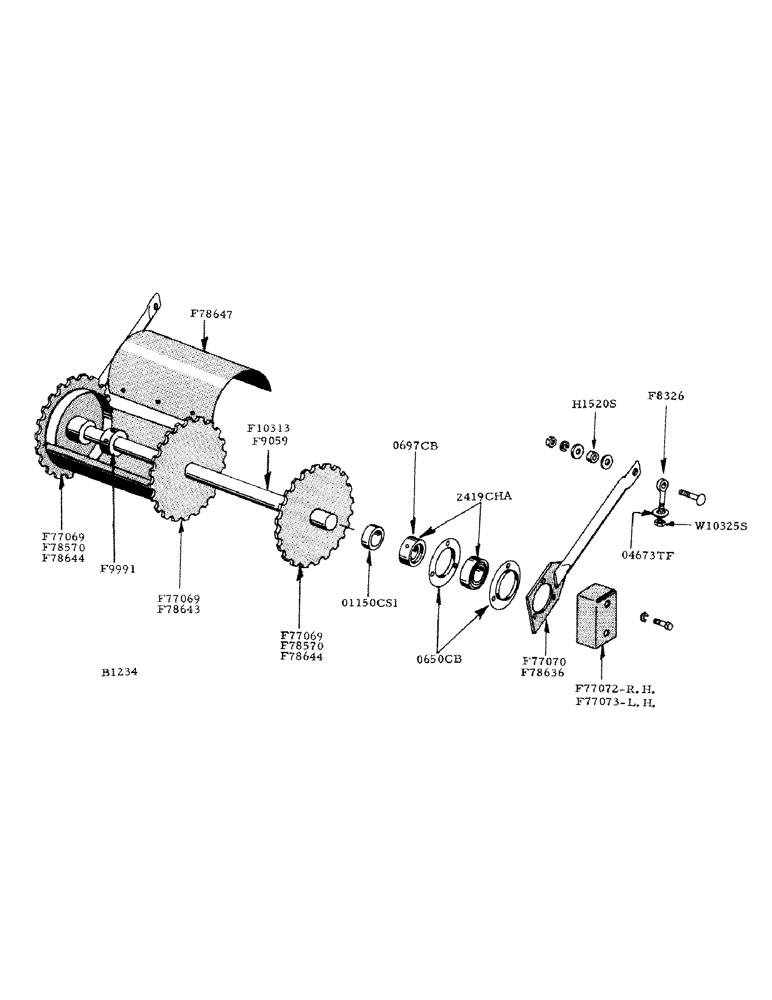 Схема запчастей Case IH 800 - (047) - FEEDER RAKE LOWER SHAFT (60) - PRODUCT FEEDING