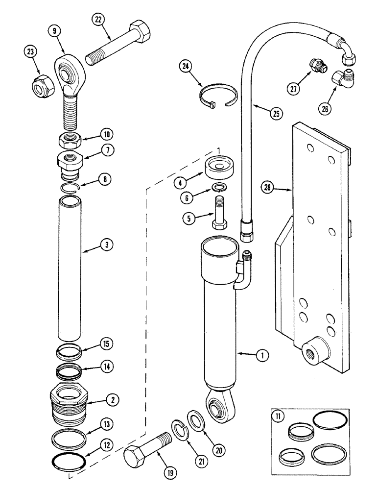 Схема запчастей Case IH 1594 - (8-320) - SUPPORT CYLINDER - LINKAGE (08) - HYDRAULICS