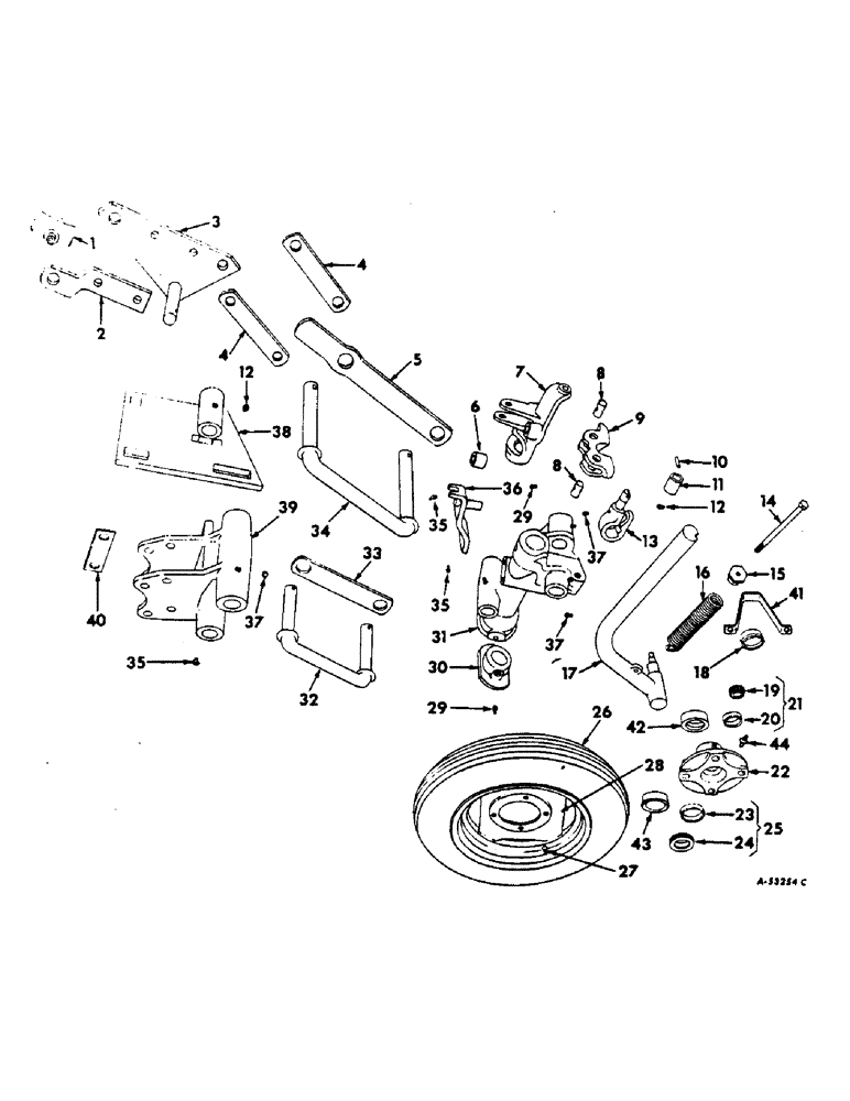 Схема запчастей Case IH 60 - (C-14) - REAR FURROW WHEEL AND AXLE 