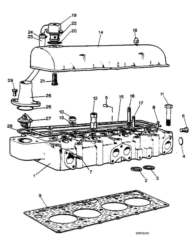 Схема запчастей Case IH 1212 - (2-12) - CYLINDER HEAD (02) - ENGINE