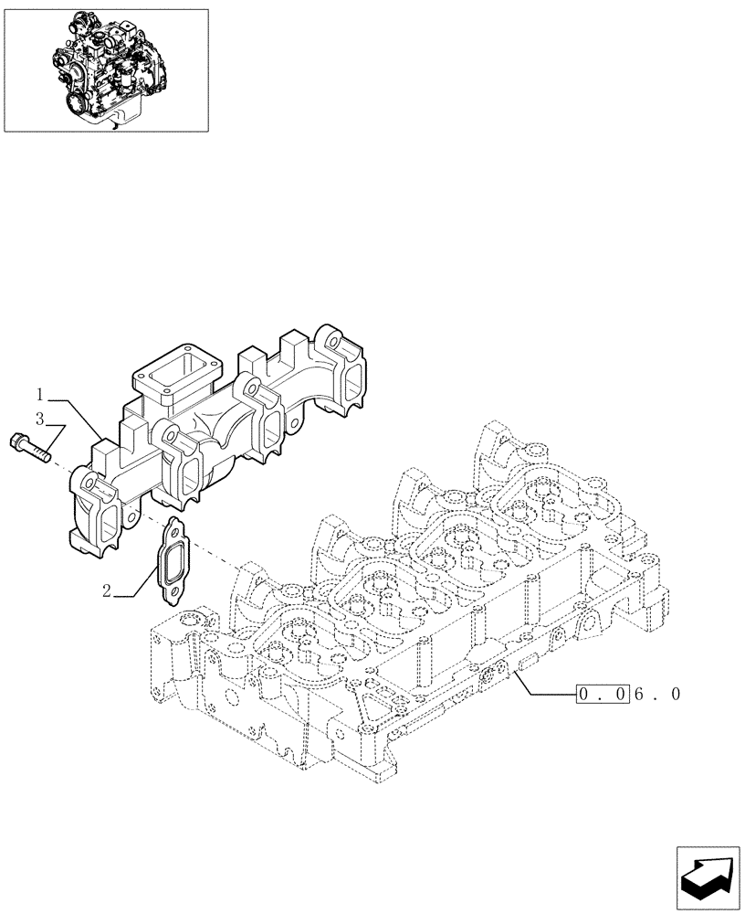 Схема запчастей Case IH PX110 - (0.07.7[01]) - EXHAUST MANIFOLD (504066616) (02) - ENGINE