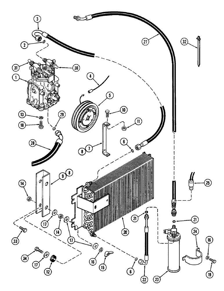 Схема запчастей Case IH 1690 - (P16-1) - CAB, CONDENSER AND RECEIVER-DRIER (10) - OPERATORS PLATFORM/CAB