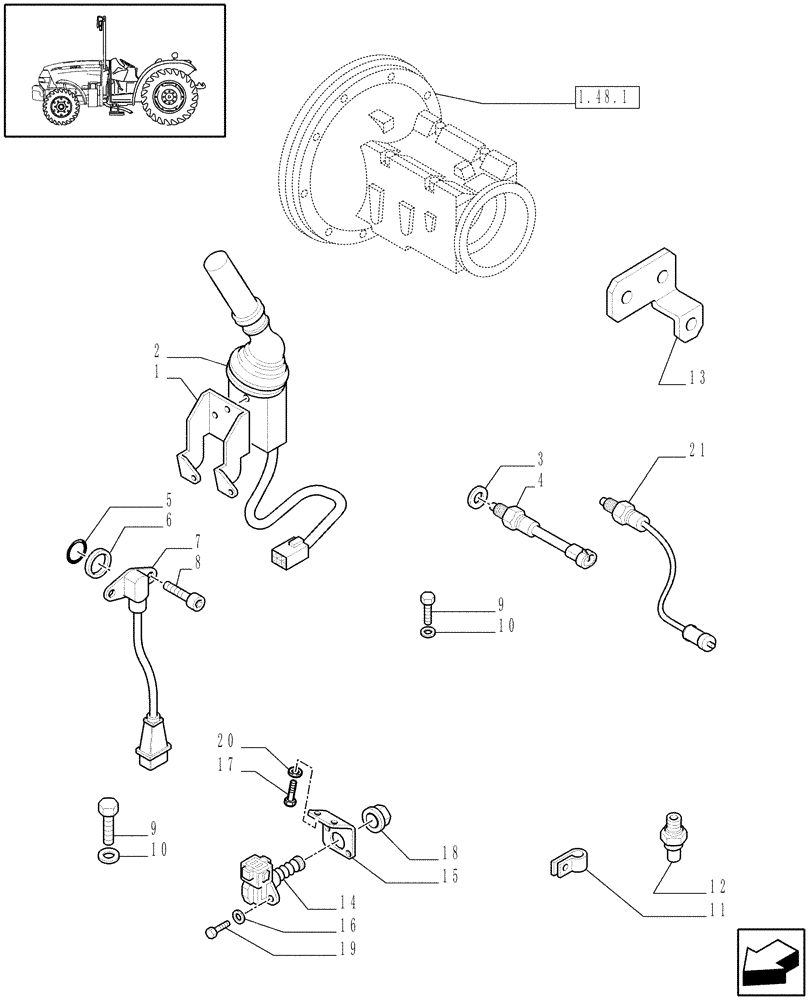 Схема запчастей Case IH JX1075N - (1.75.0/02) - (VAR.297) HI-LO NA - ELECTRIC CONTROLS, POWER-SHUTTLE CONTROL LEVER (06) - ELECTRICAL SYSTEMS