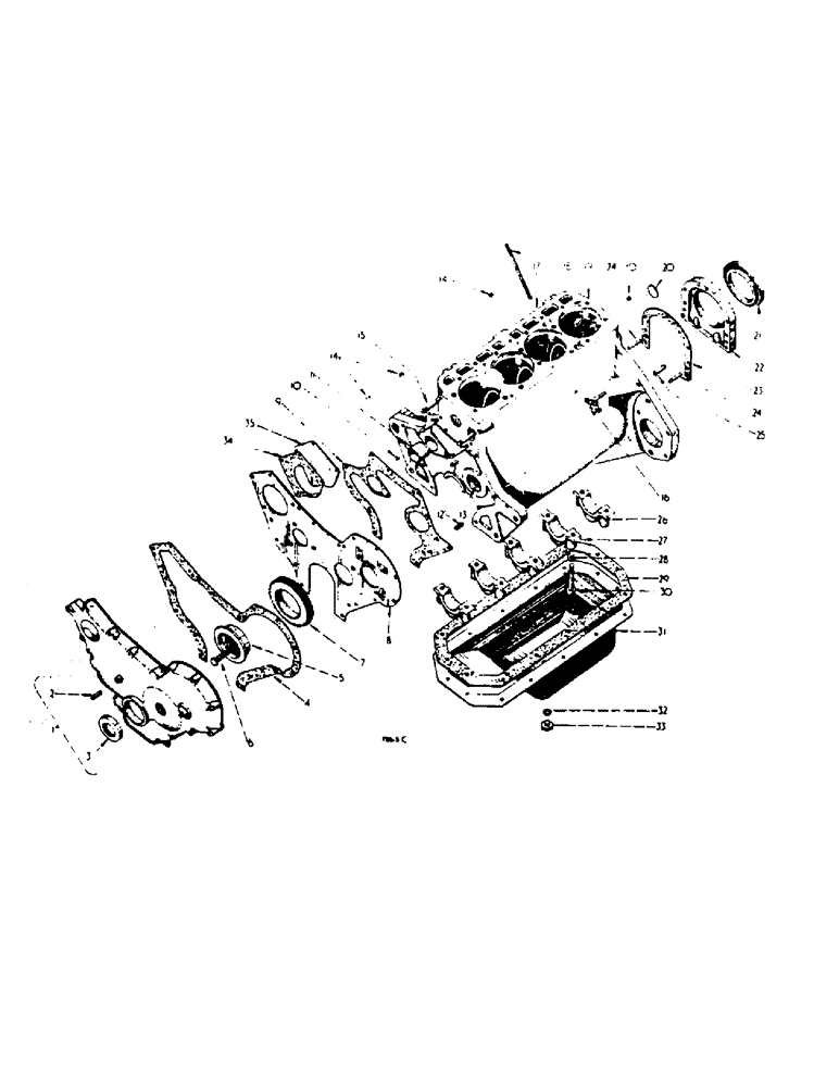 Схема запчастей Case IH 354 - (2-05) - PETROL ENGINE, CRANKCASE, FRONT COVER AND OIL PAN (01) - ENGINE