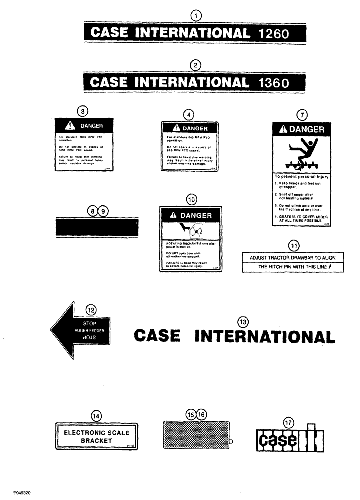 Схема запчастей Case IH 1260 - (9B-034) - DECALS (12) - CHASSIS