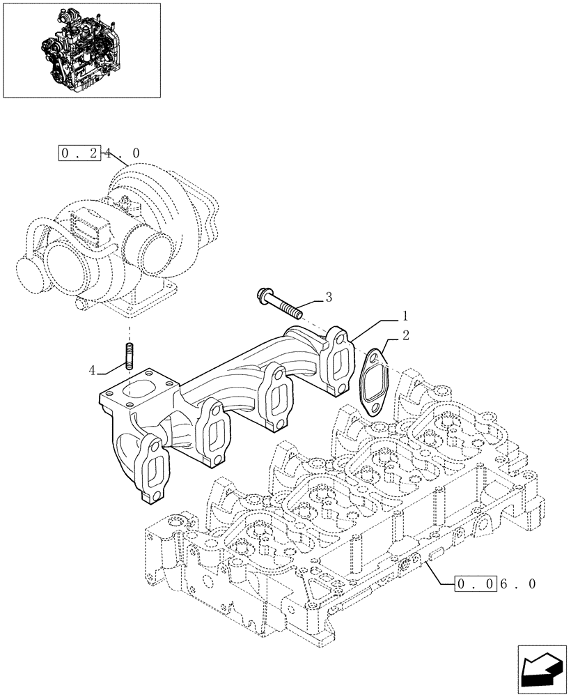 Схема запчастей Case IH JX1080U - (0.07.7) - EXHAUST MANIFOLD (01) - ENGINE