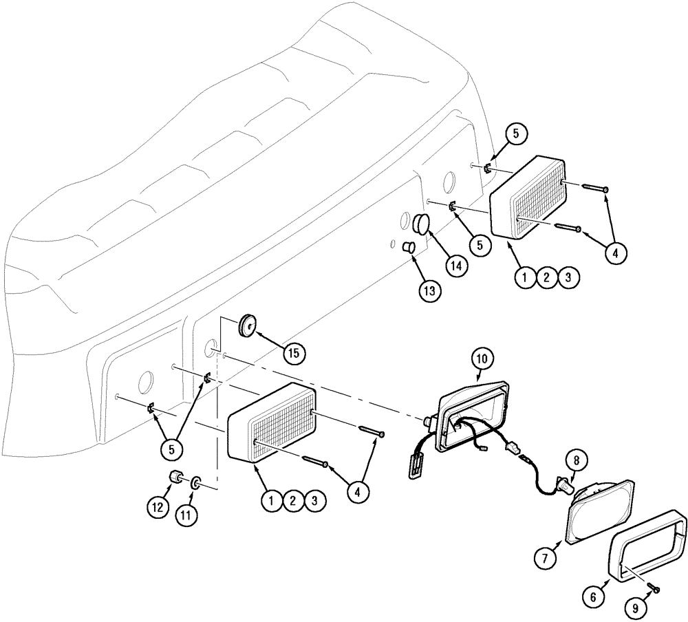 Схема запчастей Case IH MX110 - (04-27) - REAR LIGHTS - CAB ROOF - N.A. ONLY (04) - ELECTRICAL SYSTEMS