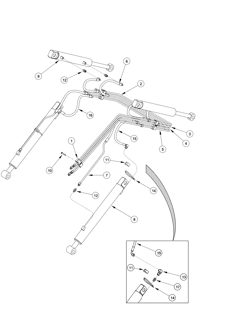 Схема запчастей Case IH L455 - (08-01) - HYDRAULICS LOADER FRAME (08) - HYDRAULICS