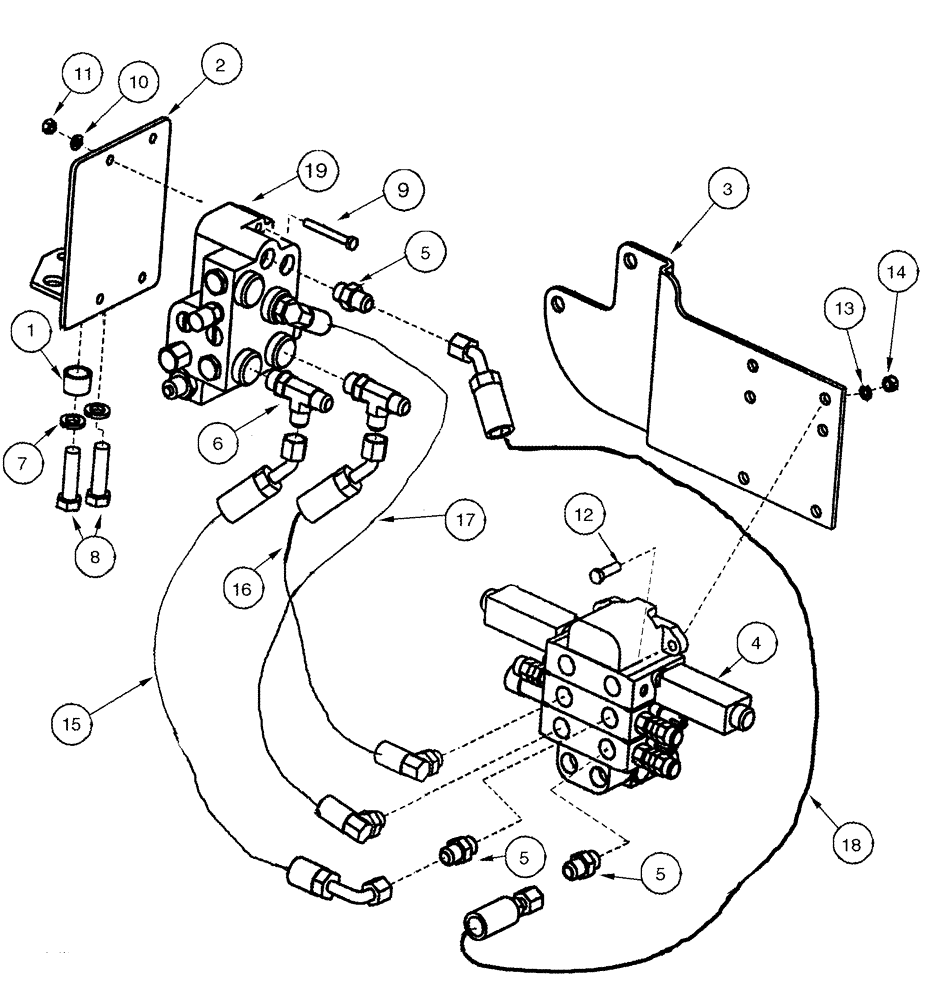 Схема запчастей Case IH L505 - (08-40) - MOUNTING BRACKETS EXTERNAL VALVE 3 Function - CX70 - CX100 With Self Leveling (08) - HYDRAULICS