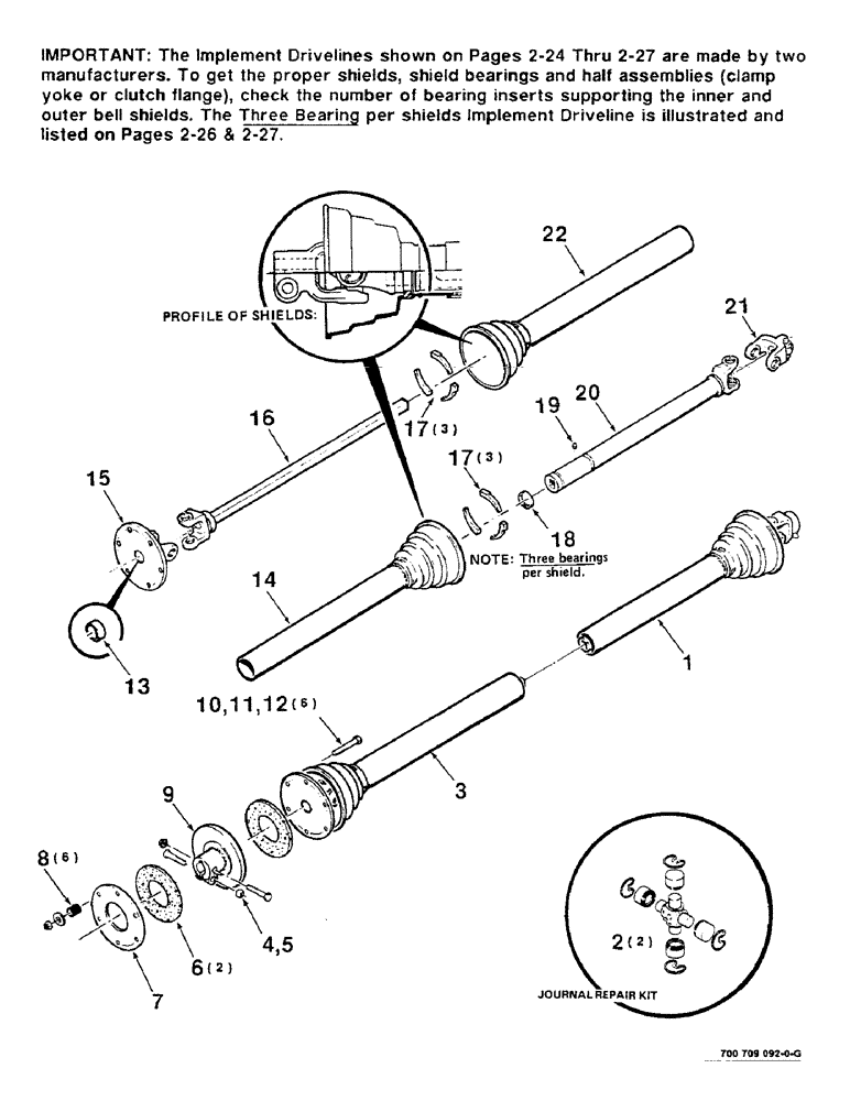 Схема запчастей Case IH 8330 - (2-26) - U-JOINT AND SLIP CLUTCH ASSEMBLY, THREE BEARING (09) - CHASSIS