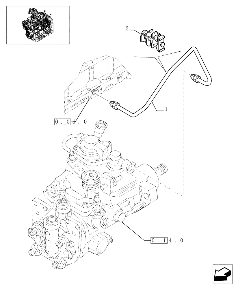 Схема запчастей Case IH MXU110 - (0.14.6) - INJECTION EQUIPMENT - PIPING (01) - ENGINE