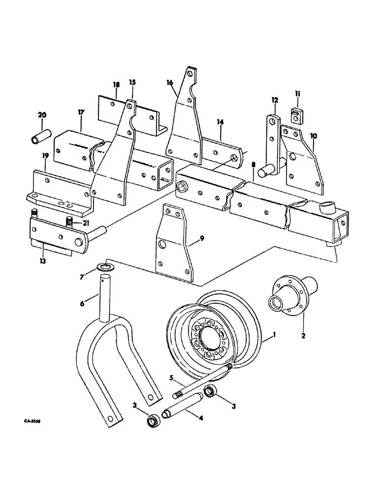 Схема запчастей Case IH 500 - (B-71) - ASSIST WHEELS ATTACHMENT, W/O TRANSPORT W/BOLTED ASSIST WHEEL TUBE 