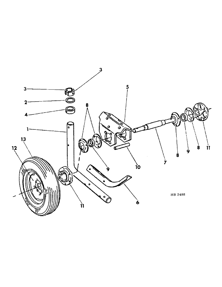 Схема запчастей Case IH 620 - (A-61) - CASTER WHEEL AXLE, FOR USE ON 20 X 6, 24 X 6, 28 X 6, 20 X 7, 24 X 7, AND 16 X 8 