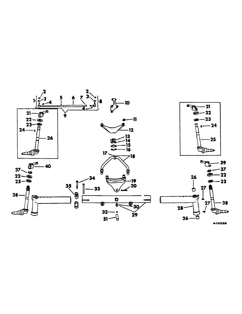 Схема запчастей Case IH 656 - (J-22) - STEERING MECHANISM, ADJUSTABLE WIDE TREAD FRONT AXLE, FARMALL TRACTORS EXCEPT HI-CLEAR Steering Mechanism