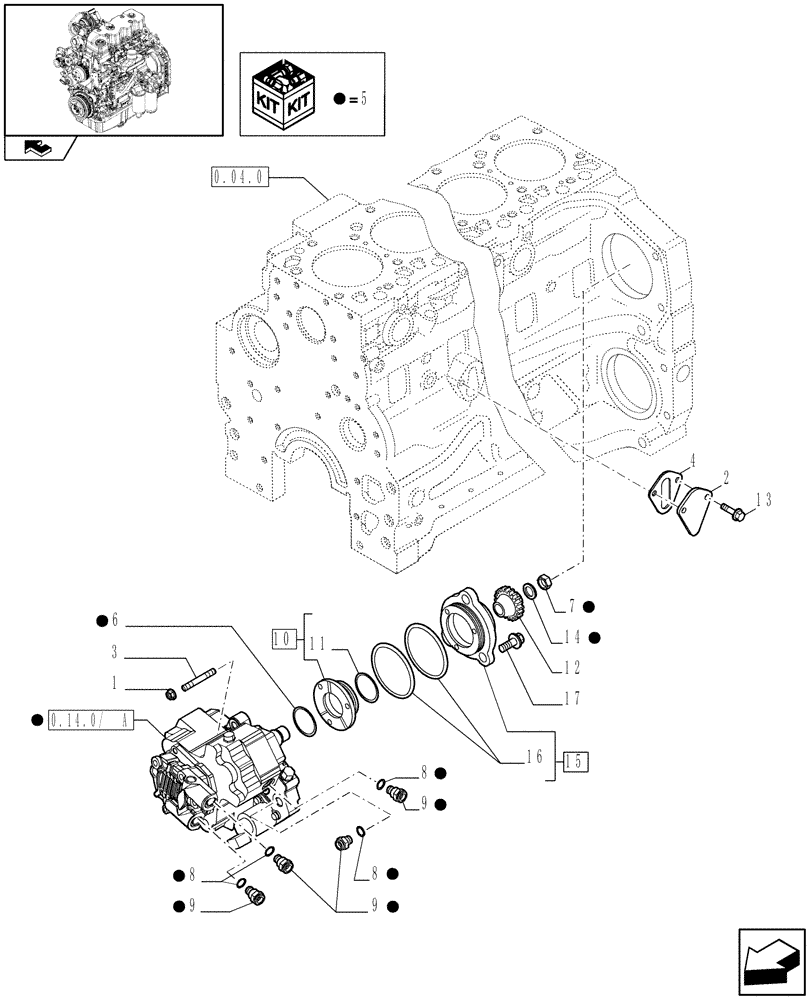 Схема запчастей Case IH MAXXUM 130 - (0.14.0[01]) - INJECTION PUMP (STD + VAR.330003-332115) (01) - ENGINE