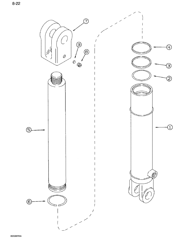 Схема запчастей Case IH 950 - (8-22) - HYDRAULIC CYLINDER, 1345980C1, ROW MARKER, 6 ROW WIDE, 8 ROW & 12 ROW NARROW (08) - HYDRAULICS