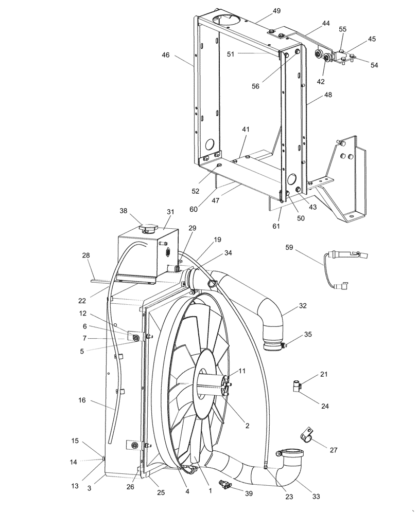 Схема запчастей Case IH P170 - (02-01) - COOLING SYSTEM AND DEAERATION TANK (02) - ENGINE