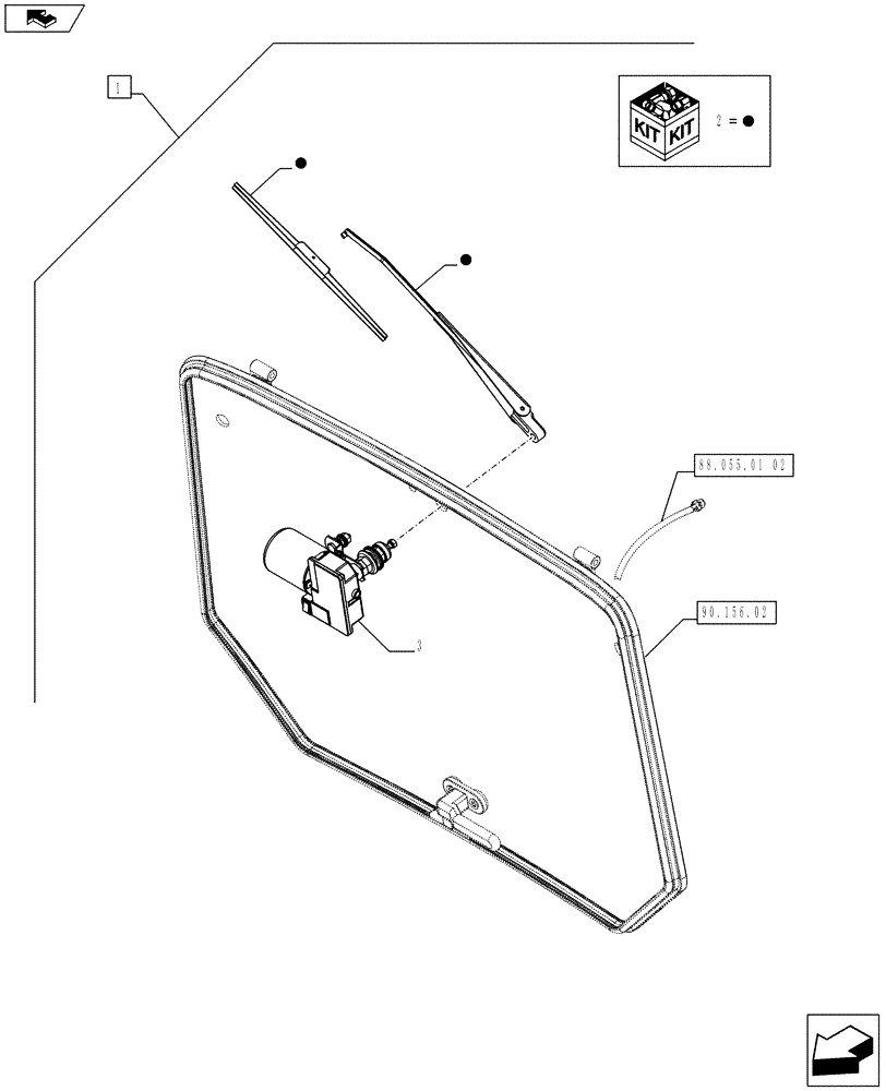 Схема запчастей Case IH FARMALL 65C - (88.055.01[01]) - DIA KIT - REAR WIPER AND WASHER - W/CAB (88) - ACCESSORIES