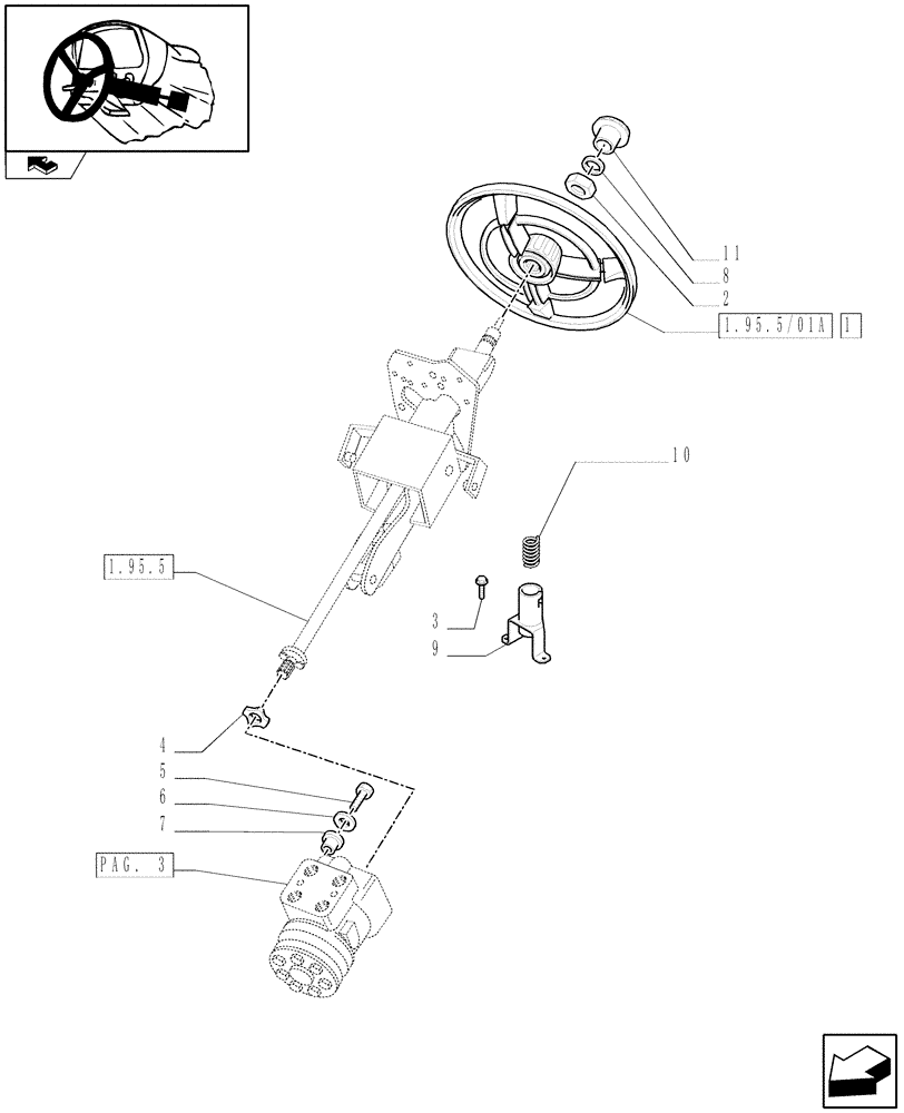 Схема запчастей Case IH PUMA 140 - (1.95.5/01[01]) - FAST STEERING - WHEEL AND COLUMN (VAR.330631-336631) (10) - OPERATORS PLATFORM/CAB