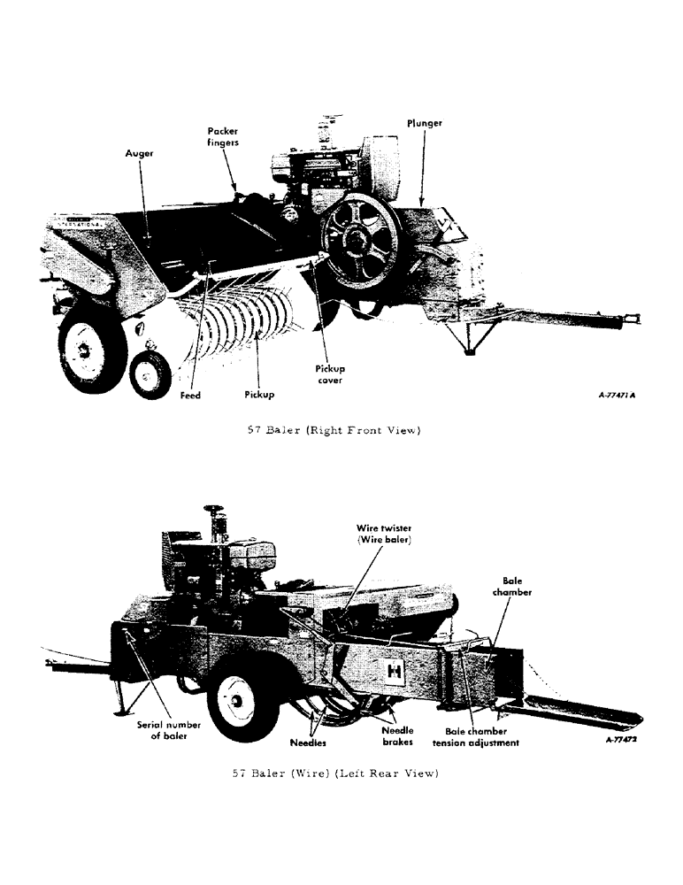 Схема запчастей Case IH 57 - (A-01) - 57 BALER, TWINE AND WIRE, SERIAL NUMBER 501G AND UP 