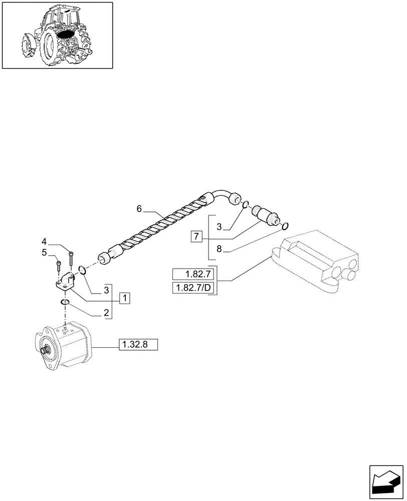 Схема запчастей Case IH MXU125 - (1.82.1[02A]) - LIFTER, LINES - D5151 (07) - HYDRAULIC SYSTEM