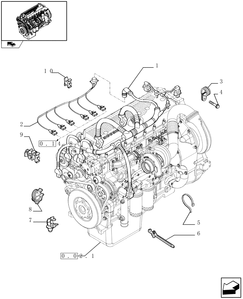 Схема запчастей Case IH F3CE0684E E004 - (0.17.3) - CONNECTIONS CABLE FOR ENGINE INJECTION (504228981) 