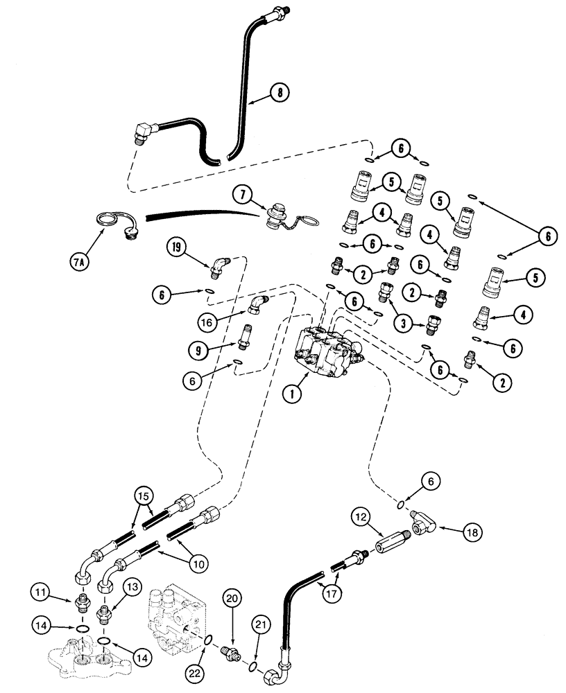 Схема запчастей Case IH 520 - (8-15A) - EXTERNAL VALVE HYDRAULICS, TRACTORS WITH ROPS, SIGNAL LINE HOOKED TO TRACTOR COMPENSATOR (08) - HYDRAULICS