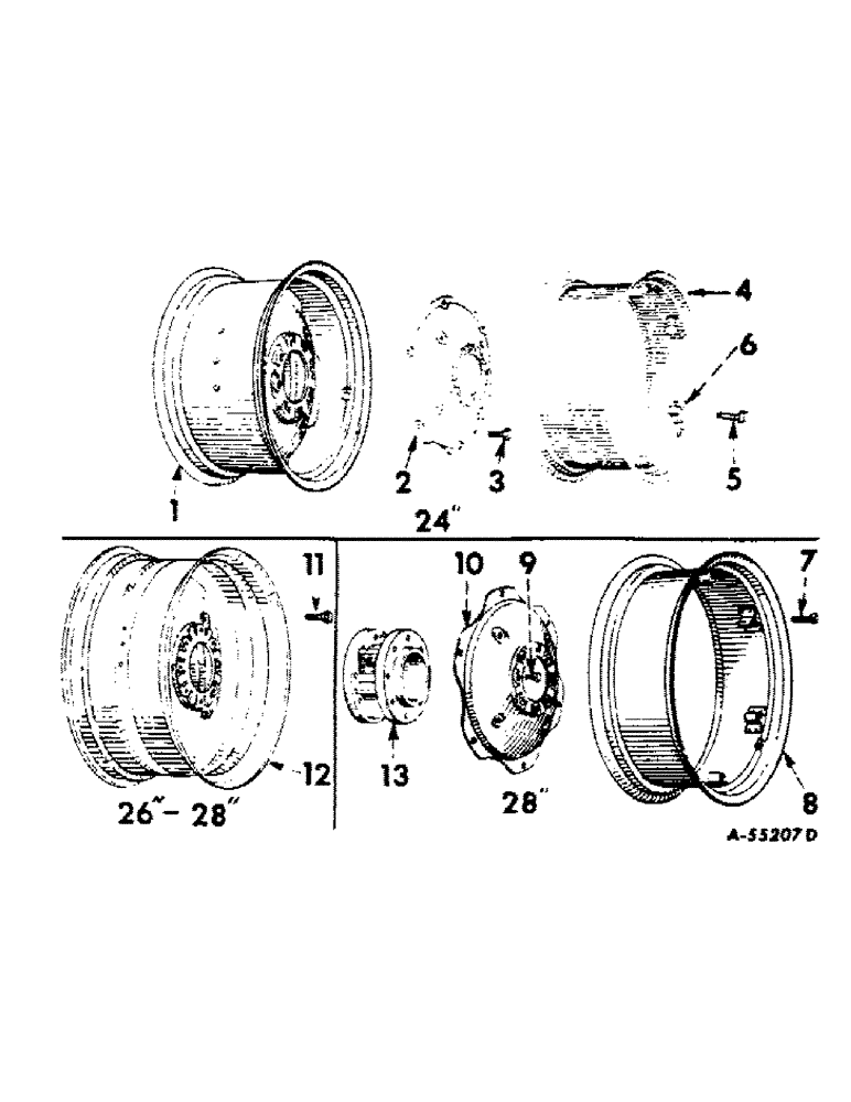 Схема запчастей Case IH 2606 - (129) - WHEELS, REAR WHEELS AND DUAL REAR WHEEL SPACER (11) - WHEELS