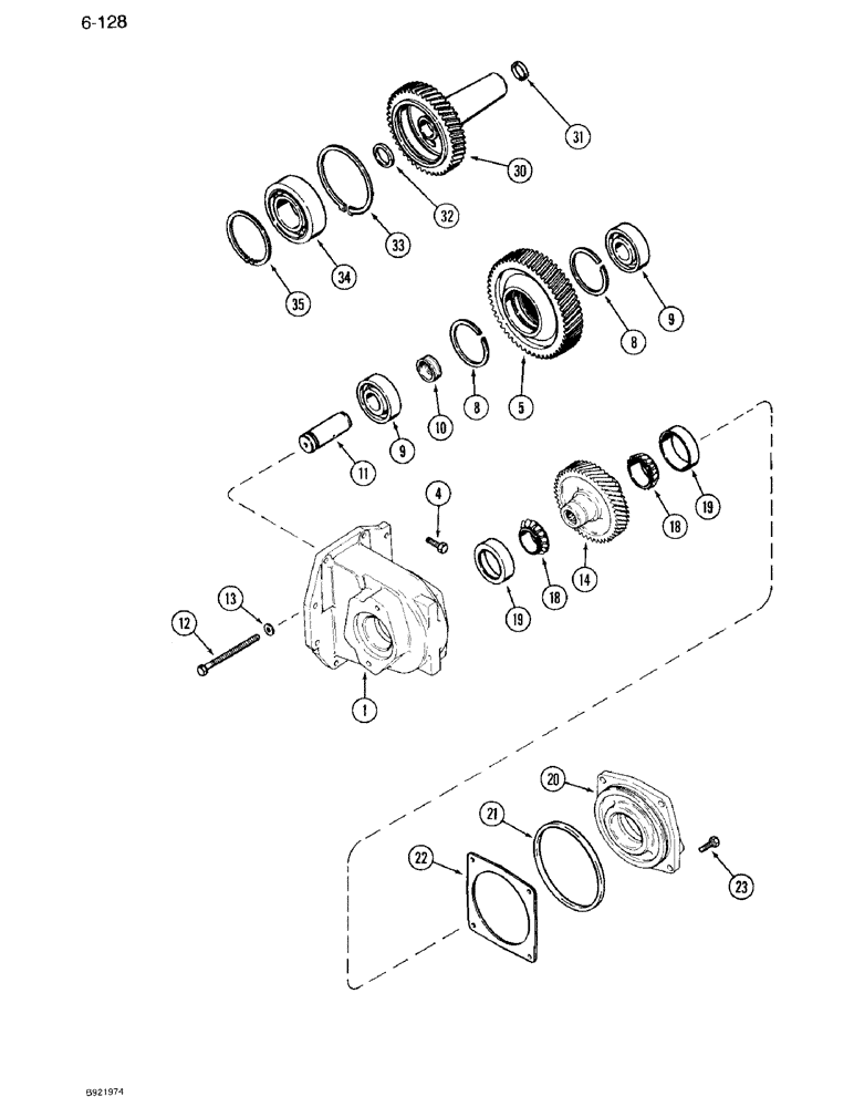 Схема запчастей Case IH 7110 - (6-128) - TRANSMISSION PUMP DRIVE, TRANSMISSION SERIAL NUMBER AJB0041175 AND AFTER (06) - POWER TRAIN