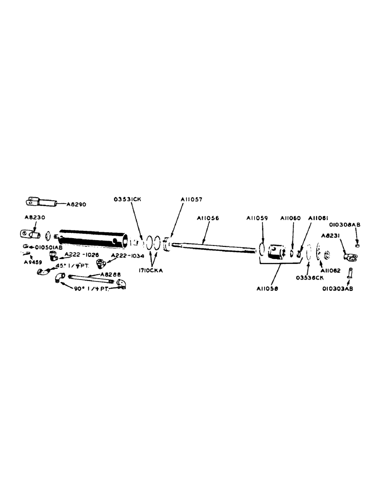 Схема запчастей Case IH 500-SERIES - (094) - HYDRAULIC POWER STEERING, CYLINDER NUMBER A8227, 2-1/8 DIAMETER (05) - STEERING