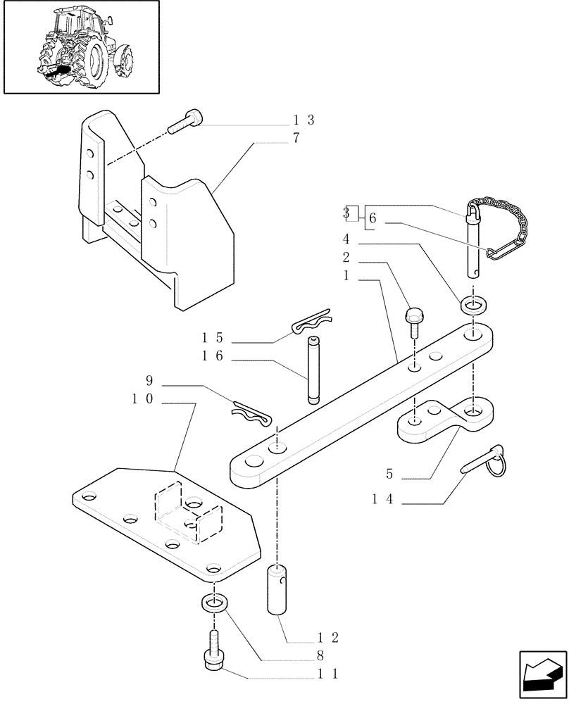 Схема запчастей Case IH JX70U - (1.89.3/10) - (VAR.912) SWAY-BAR (EUROPE) - PARTS (09) - IMPLEMENT LIFT