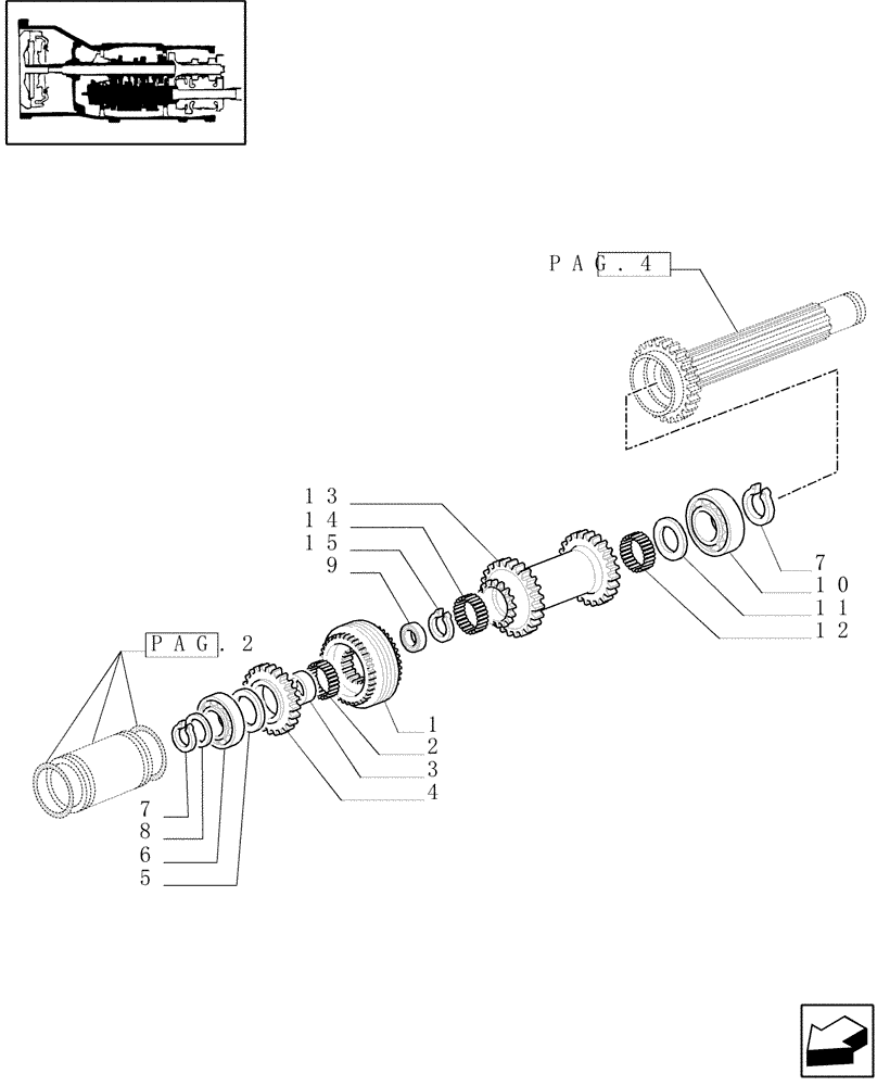 Схема запчастей Case IH JX70U - (1.27.1[03]) - (VAR.271-272-274-276-296) (HI-LO) AND SYNCHRONIZED REVERSING GEAR - 30-40 KM/H - GEARS (03) - TRANSMISSION