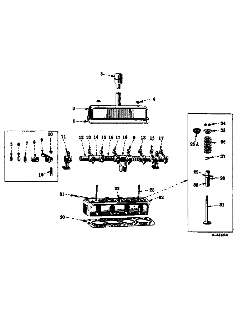 Схема запчастей Case IH SUPER AV - (009) - ENGINE, CYLINDER HEAD, VALVE COVER, VALVES AND VALVE LETTERS (01) - ENGINE