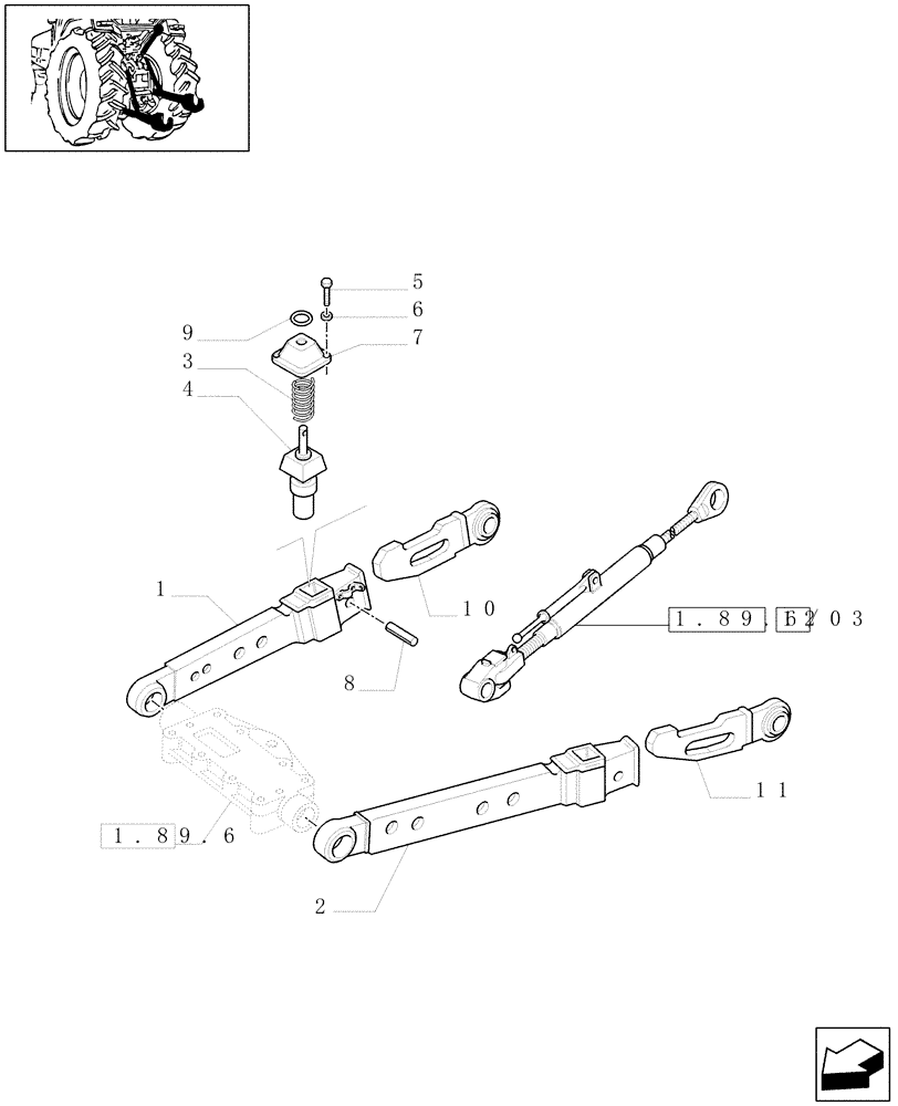 Схема запчастей Case IH MXM120 - (1.89.9/03[01]) - (VAR.911) IMPLEMENT CARRIER (TELESCOPIC ARMS), ANTI-SHAKE PLATES - C5155 (09) - IMPLEMENT LIFT