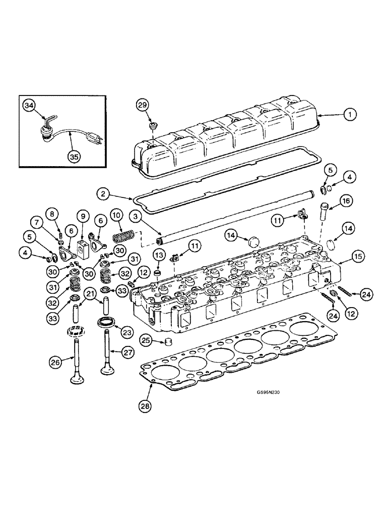 Схема запчастей Case IH D-360 - (9B-14) - CYLINDER HEAD AND RELATED PARTS / ENGINE BLOCK HEATER 