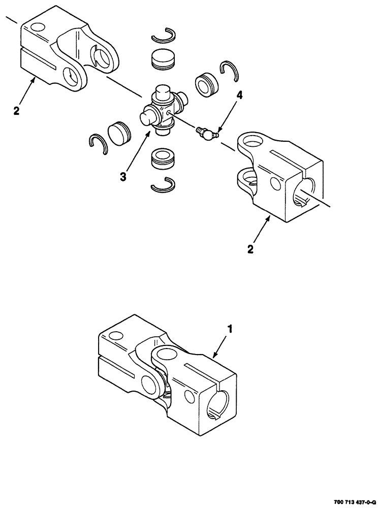 Схема запчастей Case IH 725 - (02-018) - U-JOINT ASSEMBLY (58) - ATTACHMENTS/HEADERS