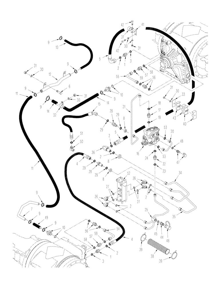 Схема запчастей Case IH STX325 - (08-05[01]) - AXLE HYDRAULICS - LUBRICATION CIRCUIT, WITHOUT ACCUSTEER, BTW JEE0102001 & JEE0106701 (08) - HYDRAULICS