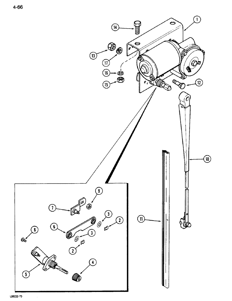 Схема запчастей Case IH 1640 - (4-66) - WINDSHIELD WIPER MOTOR (06) - ELECTRICAL