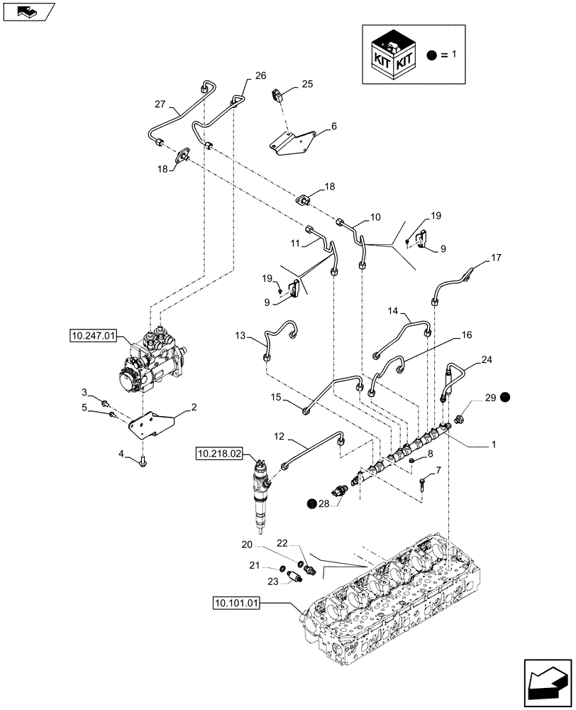 Схема запчастей Case IH F3DFE613A A002 - (10.218.03) - FUEL LINES & RELATED PARTS (504386750) (10) - ENGINE