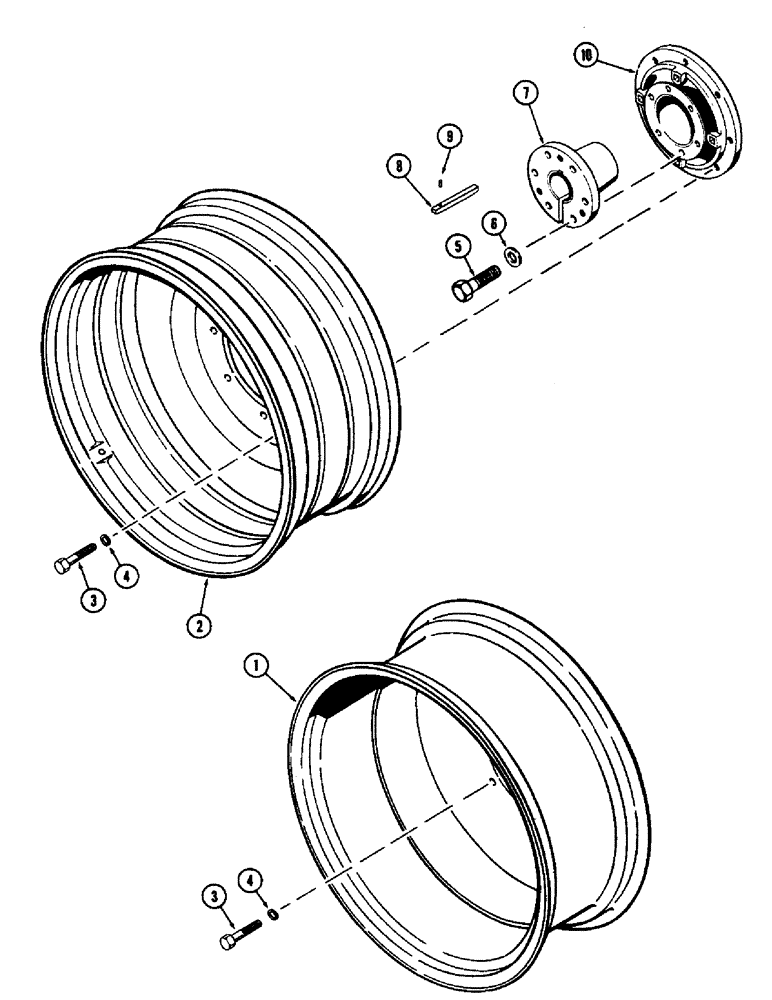 Схема запчастей Case IH 1370 - (141A) - OUTER DUAL STEEL REAR WHEELS, USED W/ 3-1/2 INCH OR 3-7/8 INCH DIAMETER AXLE SHAFT AND 38 INCH RIMS (06) - POWER TRAIN