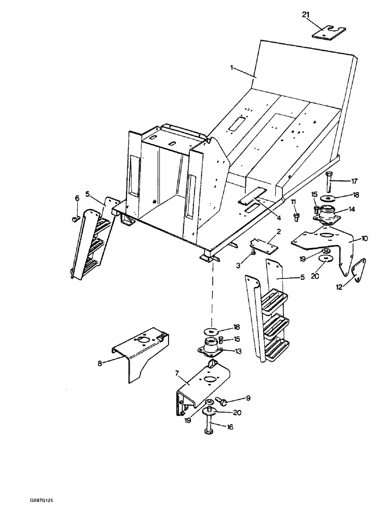 Схема запчастей Case IH 1212 - (9-084) - CAB FLOOR AND MOUNTING, SEKURA CAB, TRACTORS FOR EUROPE ONLY (09) - CHASSIS/ATTACHMENTS