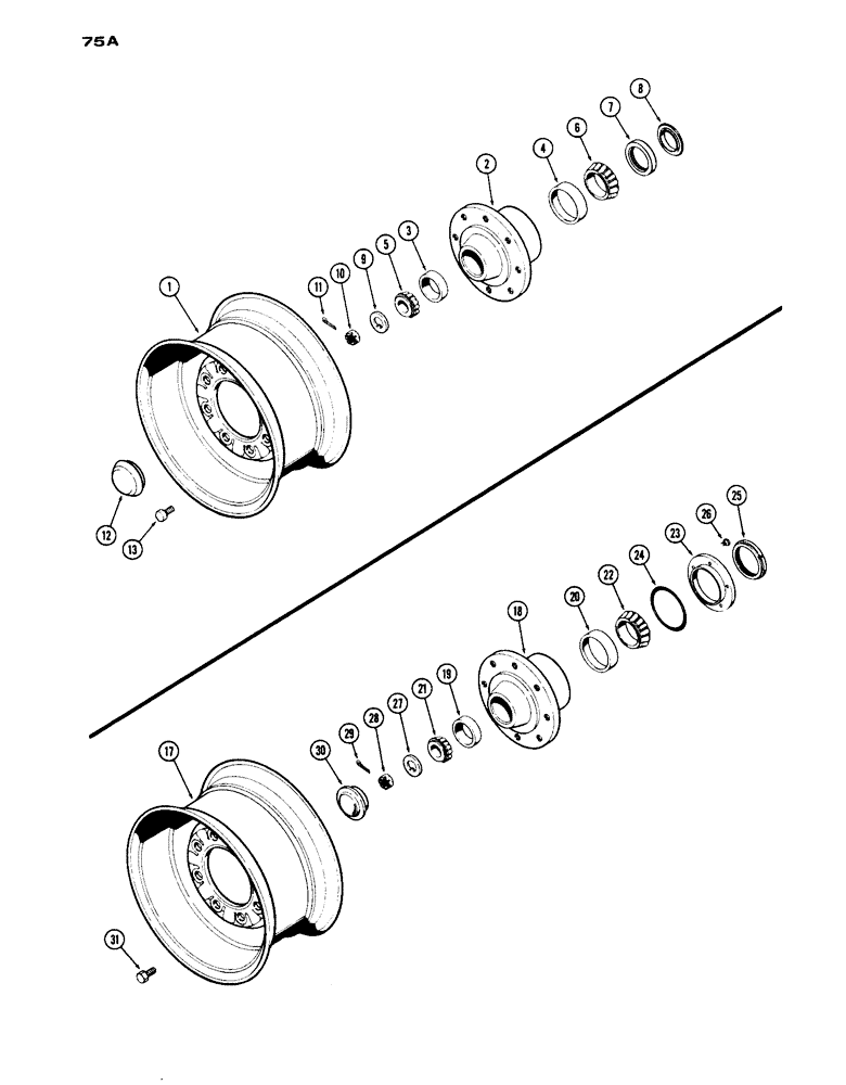 Схема запчастей Case IH 1030 - (075A) - STAMPED FRONT WHEELS, GENERAL PURPOSE & WESTERN, USED W/ 8 BOLT HUB, 1ST USED TRAC. SER. NO. 8332878 (06) - POWER TRAIN
