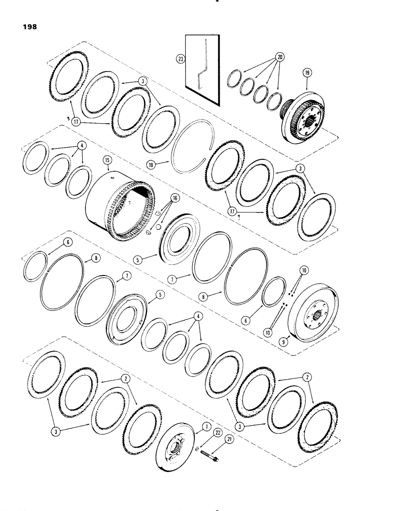 Схема запчастей Case IH 1270 - (198) - (C2) AND (C3) CLUTCHES, USED PRIOR TO TRANSMISSION SERIAL NUMBER 10057473 (06) - POWER TRAIN