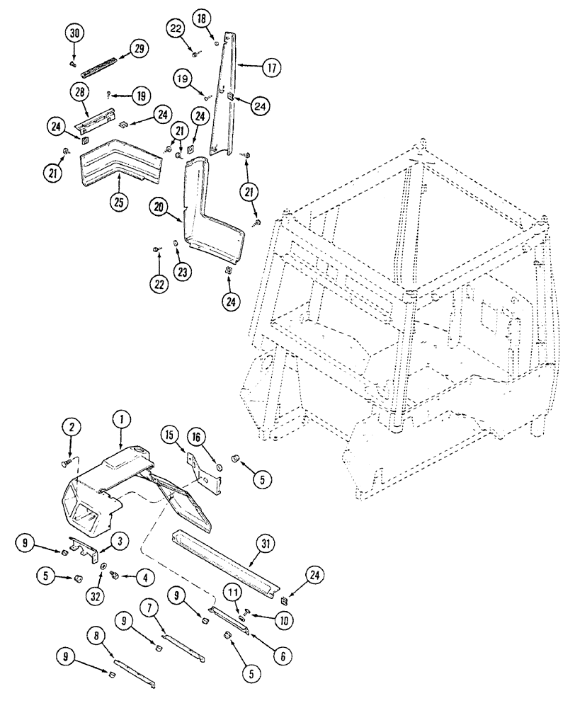 Схема запчастей Case IH 7230 - (9-106) - LEFT REAR FENDERS AND PANELS (09) - CHASSIS/ATTACHMENTS