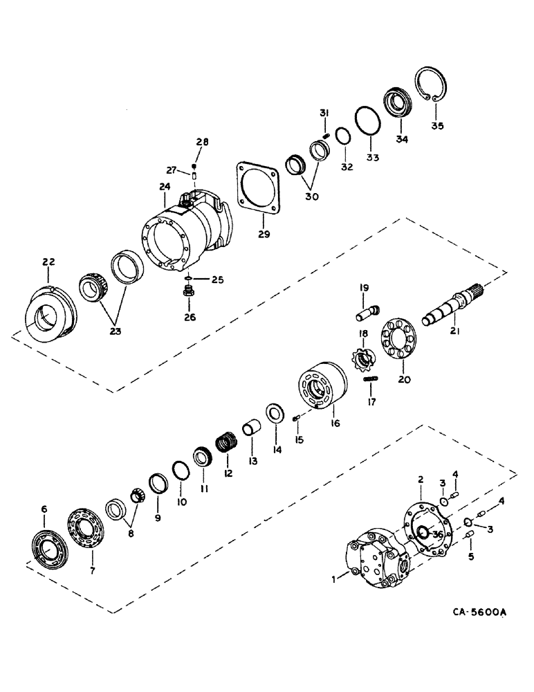 Схема запчастей Case IH 1480 - (10-28) - HYDRAULICS, HYDROSTATIC MOTOR, MOTOR HOUSING, SUNDSTRAND (07) - HYDRAULICS