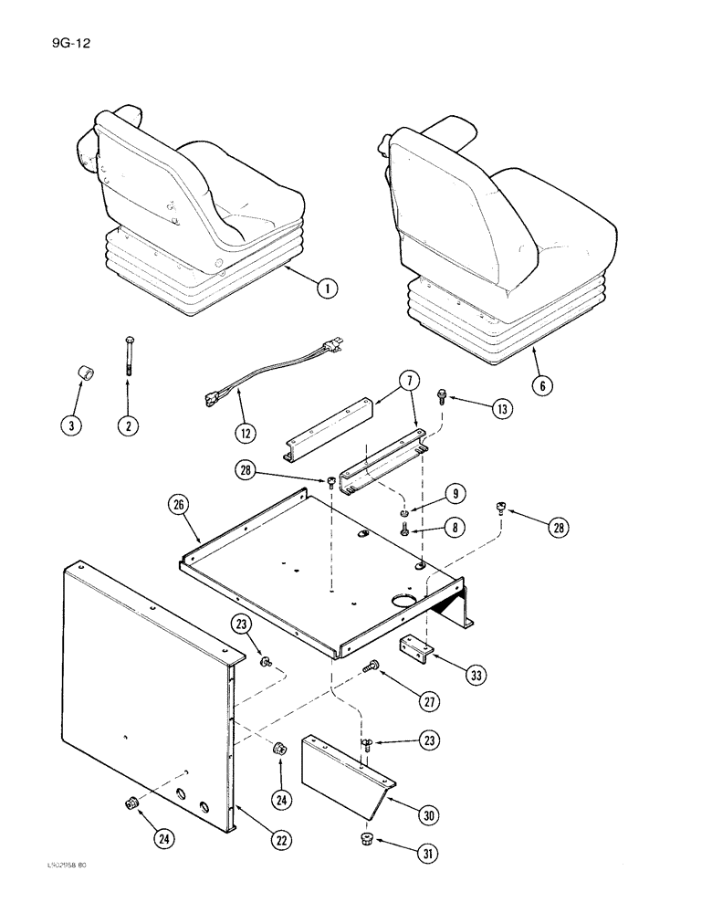 Схема запчастей Case IH 1640 - (9G-12) - OPERATORS SEAT AND SUPPORTS, SEARS SEAT (10) - CAB & AIR CONDITIONING